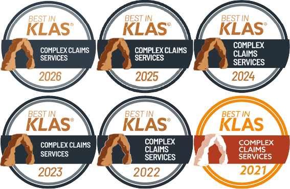 Six ‘Best in KLAS’ awards for Complex Claims Services, covering the years 2021 through 2026.